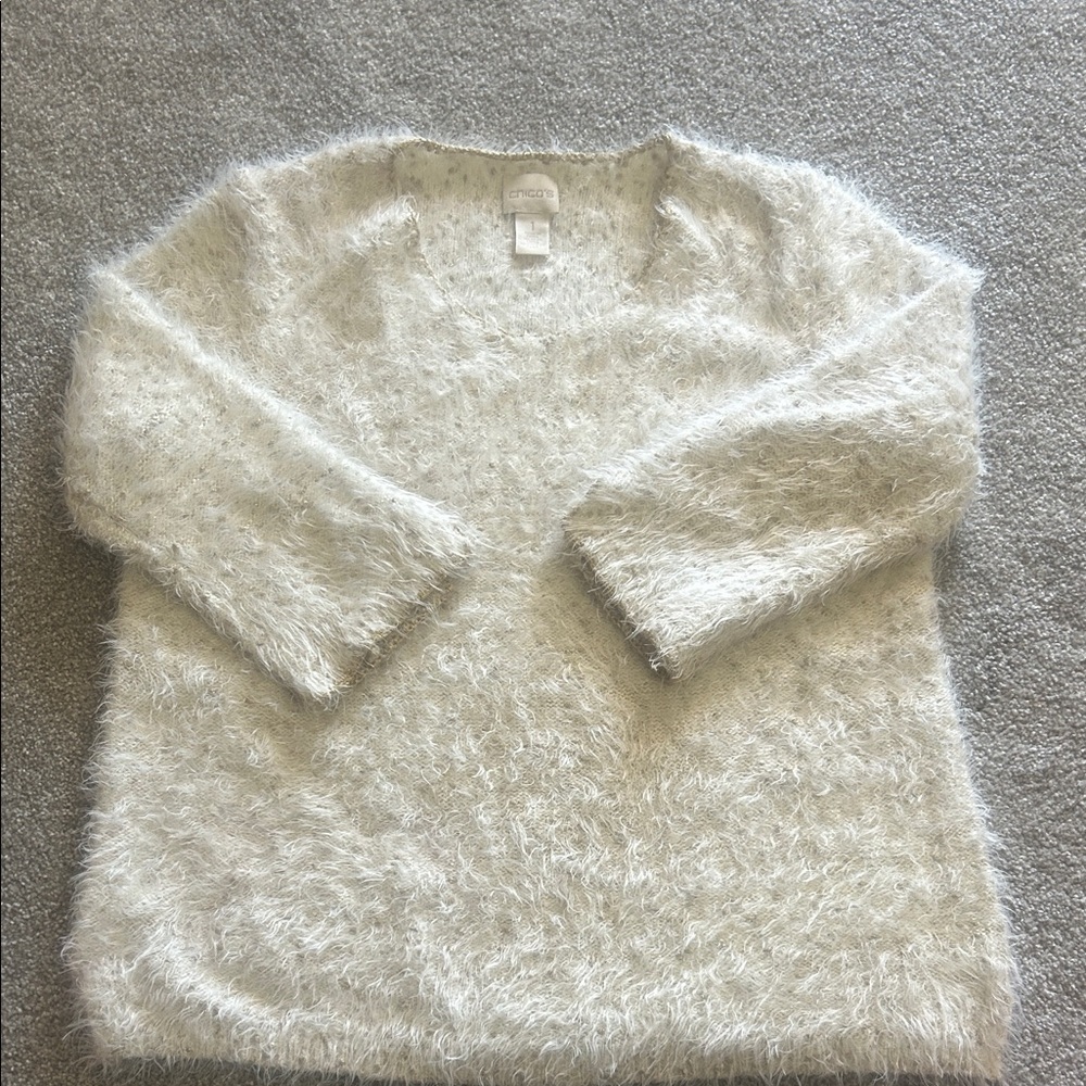 Chico's Soft Cream Fuzzy Sweater